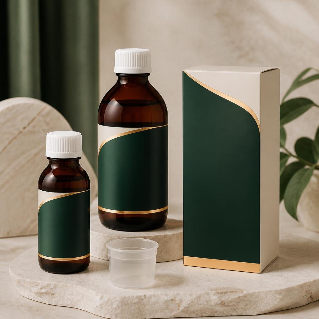 Illustrative unbranded oral-liquid packaging concept